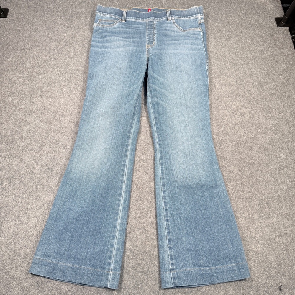 Spanx Flare Jeans Vintage Indigo XL Pull On High Rise Wide Leg 20456R Blue Denim